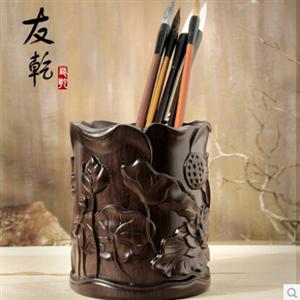 木雕笔筒_曲阳木雕摆件木雕笔筒
